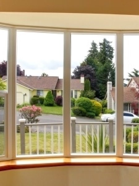 Image depicts a bay window for a living room.