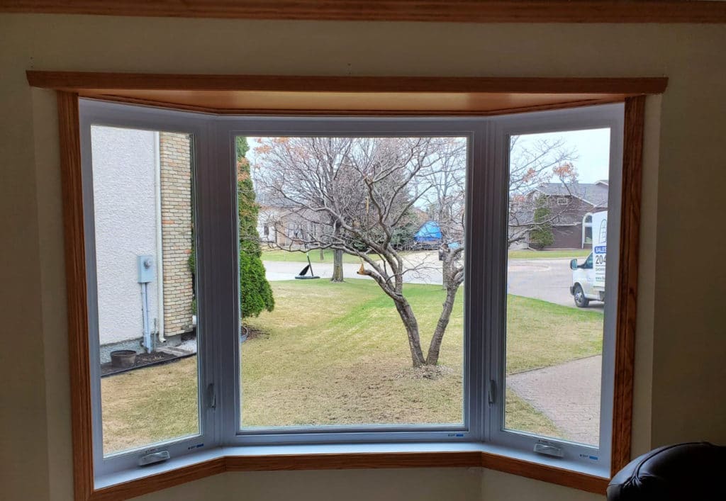 Bay windows installed in a living room