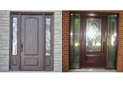 Image depicts two entry door with glass inserts.
