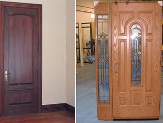 Image depicts two different styles of entry door.