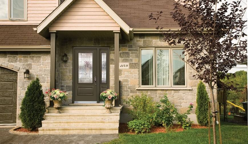 Image depicts a fiberglass entry door from NorthShield Windows & Doors.