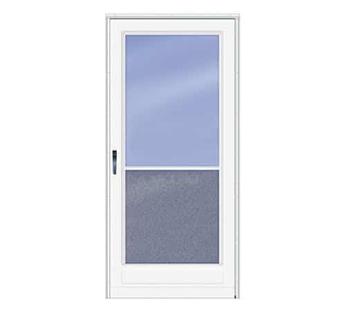 Image depicts a hi view storm door.