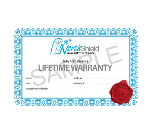 Image depicts the lifetime warranty for NorthShield Windows & Doors.