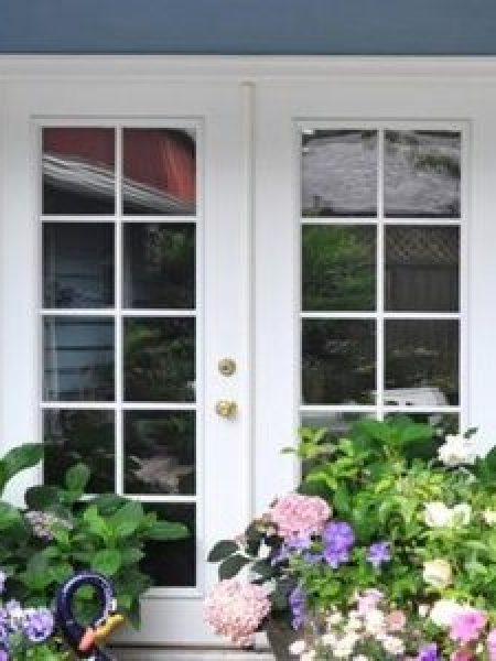 Image depicts a French patio door from NorthShield.