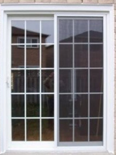 Image depicts a sliding patio door.