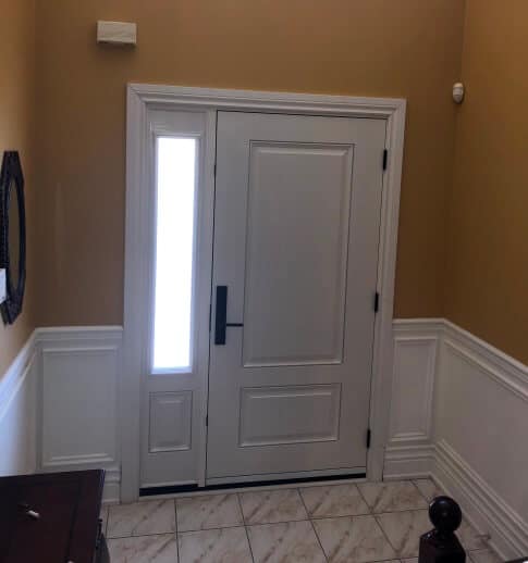 white fiberglass entry door
