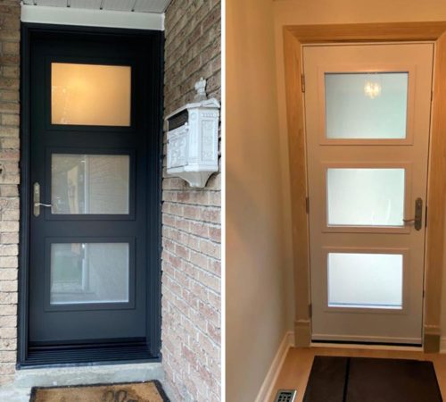 Black and White Entry Door Installation Markham