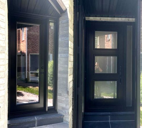 black entry and patio door installation aurora