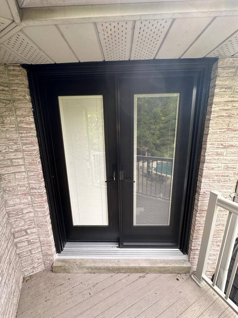 black patio door installation