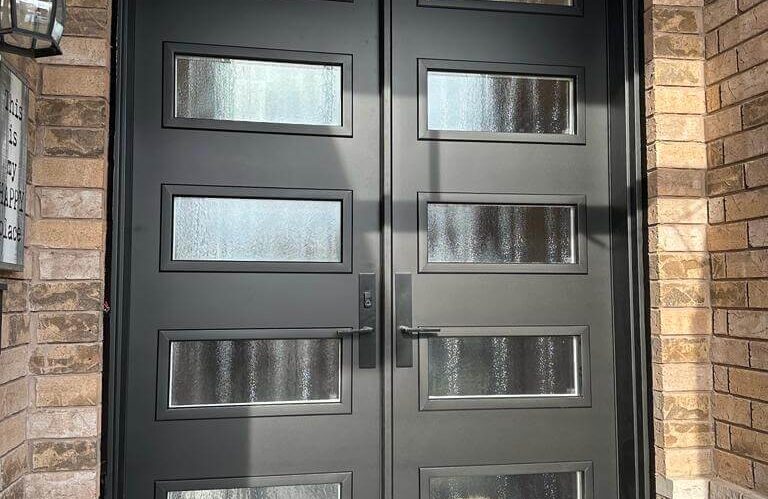 New Double Entry Door Installation With Glass Inserts In Caledon