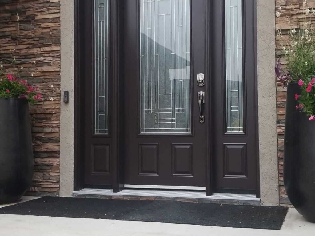 new front door with glass inserts and sidelites