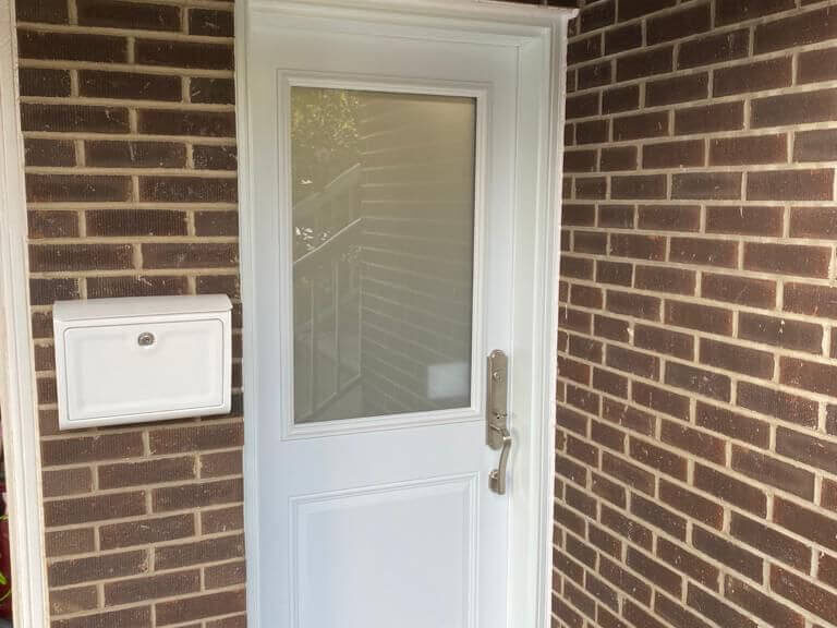 new white entry door with glass insert