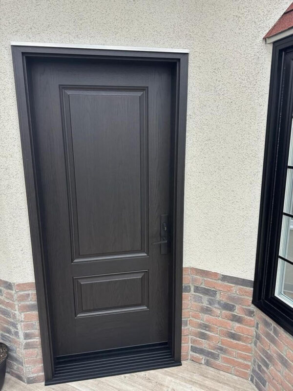 Black fiberglass entry door
