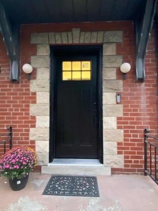 Black steel entry door