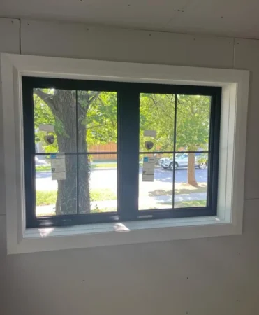 black framed windows with black window grille