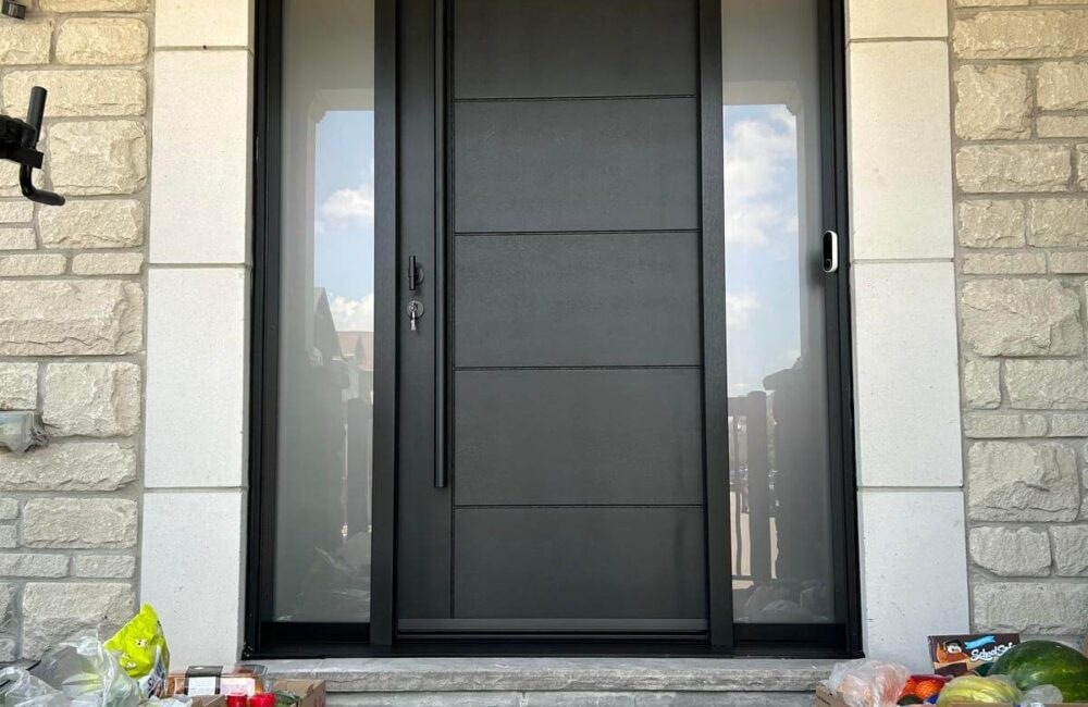 Black fiberglass door installation