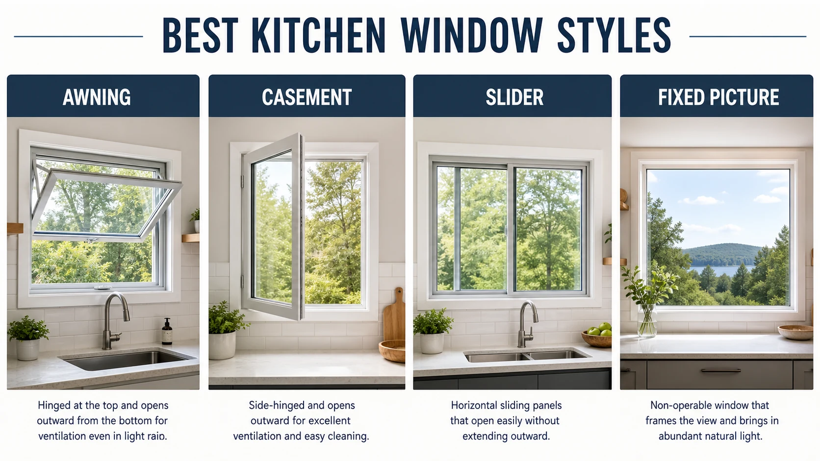 Best kitchen window styles compared for ventilation, light, and usability.