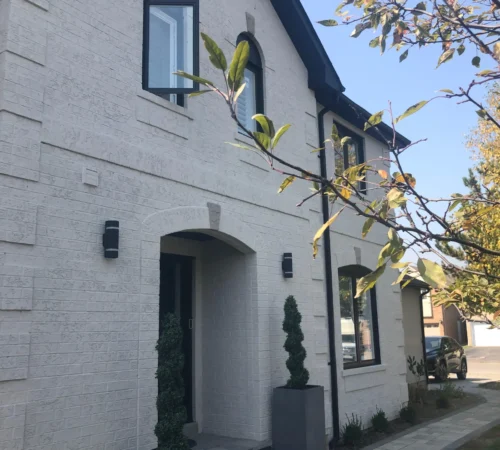 Black Window and Door Replacement Project in Mississauga, Ontario - black windows front exterior