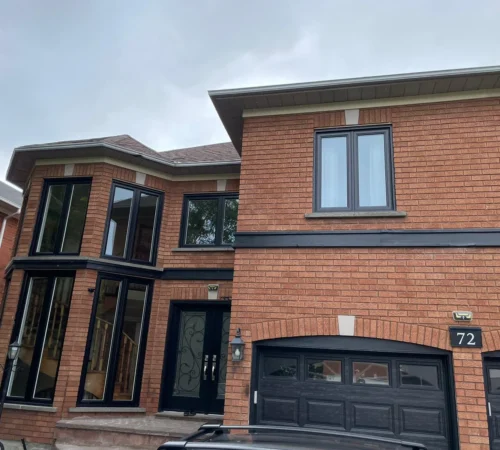 Black Window Replacement Project in Thornhill, Vaughan - brick home black window exterior