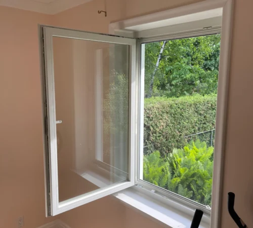 Tilt-and-Turn Window Replacement Project in Etobicoke, Ontario - casement window open interior