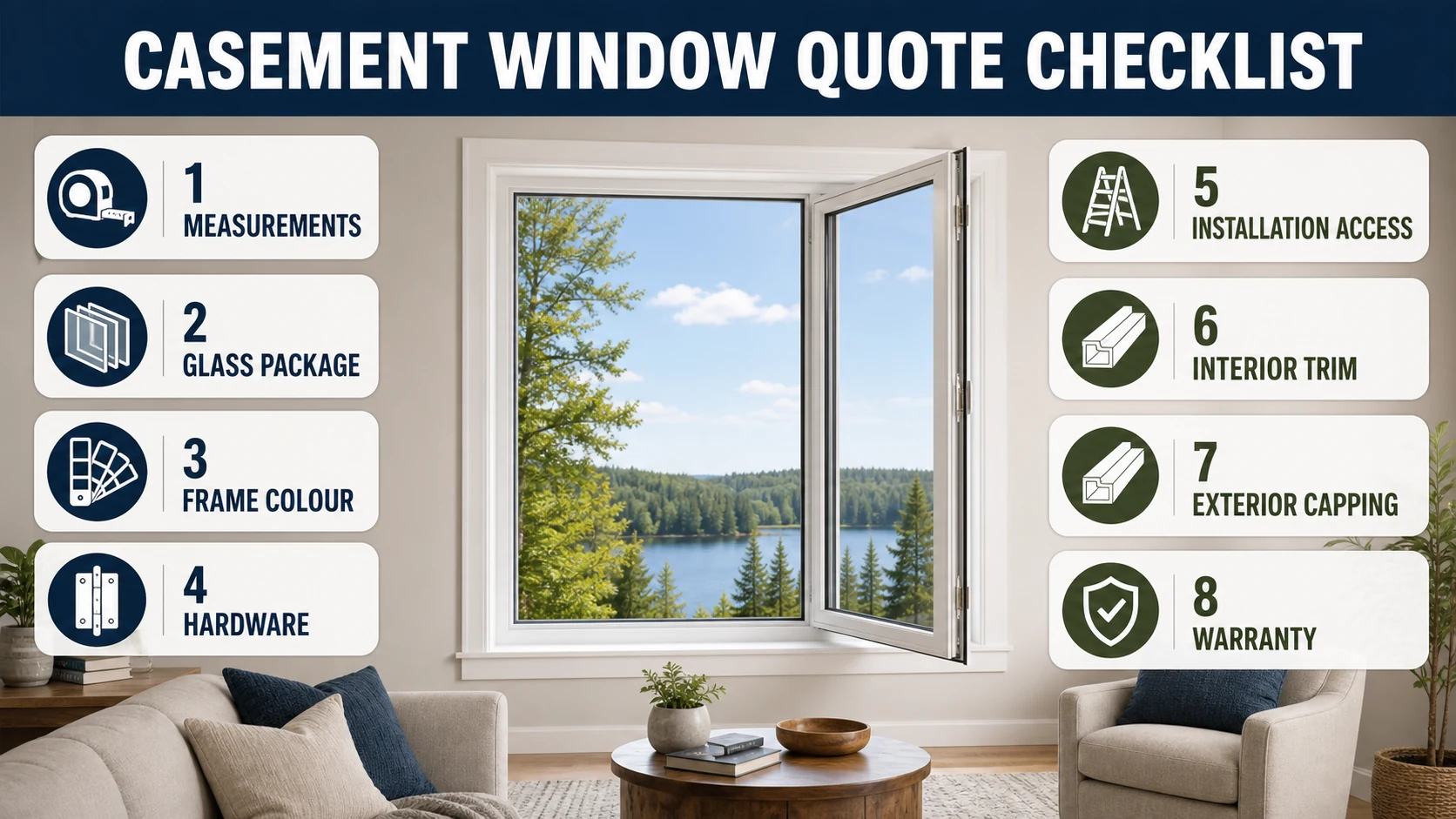 Casement window quote checklist showing the details homeowners should compare.