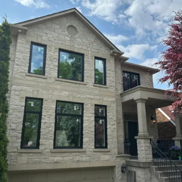 Black Exterior Triple-Glass Window Replacement Project in Toronto