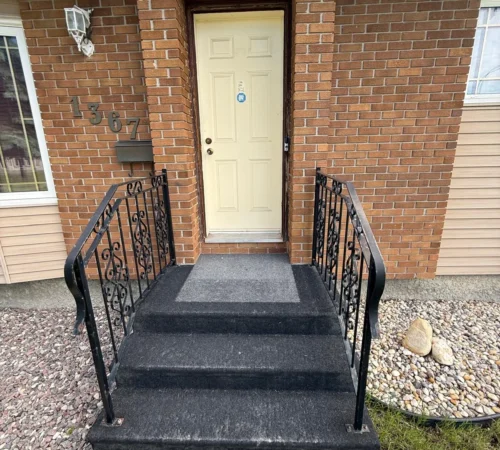 Steel Door Replacement Project in Ajax, Ontario - northshield project 21 white front entry door with steps