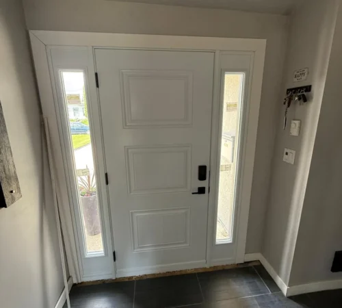 Steel Front Door Replacement Project in Calgary, Alberta - northshield project 23 white front door interior