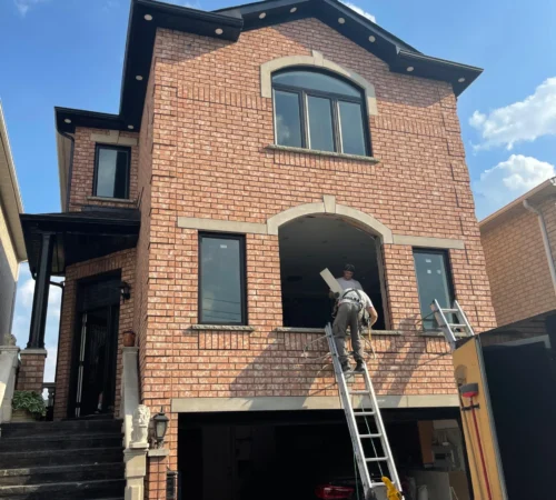 Brown Exterior Full-House Window Replacement Project in Toronto, Ontario - toronto brick to brick window installation