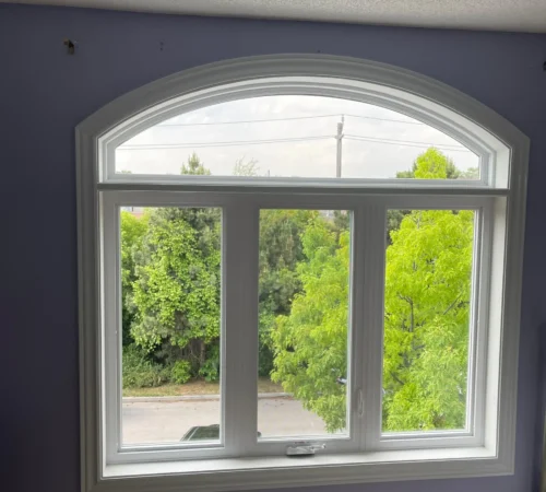 Brown Exterior Full-House Window Replacement Project in Toronto, Ontario - toronto white interior arched window replacement