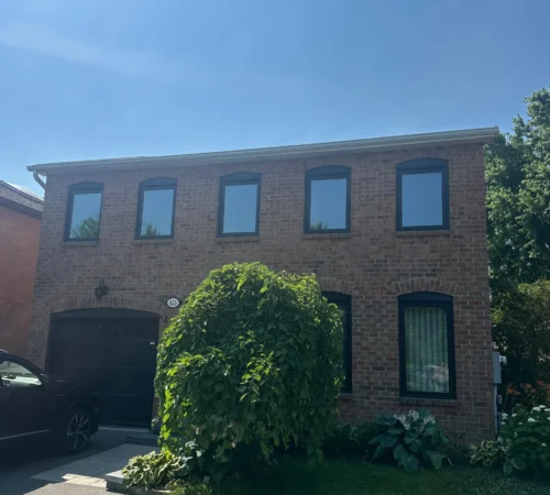 Black Triple-Glass Window Replacement Project in Ajax, Ontario - townhouse window replacement exterior