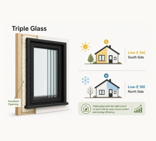 Black Exterior Triple-Glass Window Replacement Project in Toronto, Ontario - triple glass Low-E window installation guide
