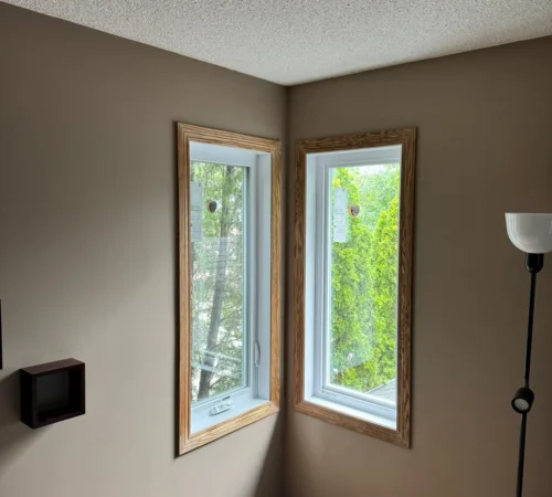 corner windows wood trim interior