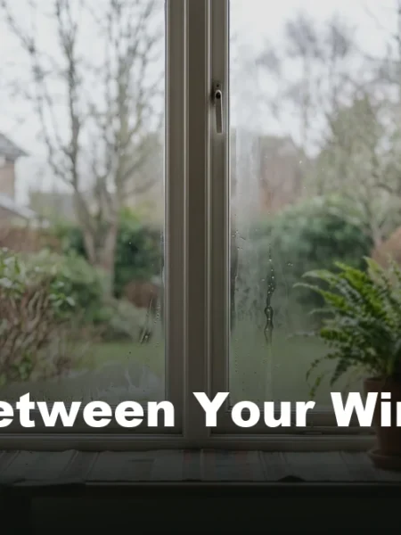 Hazy double pane window with moisture visibly trapped between the glass layers