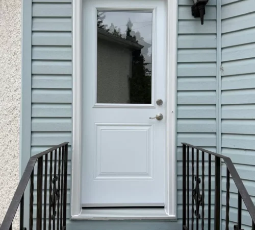 white side entry door half glass exterior