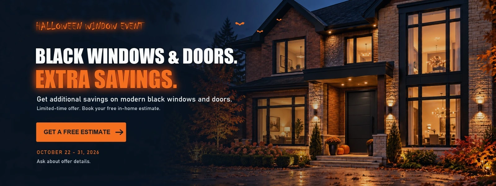 NorthShield Halloween sale on black windows and doors