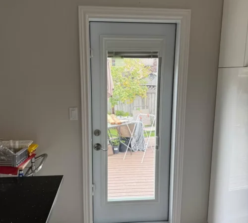 Inside view of the new full-glass steel back door